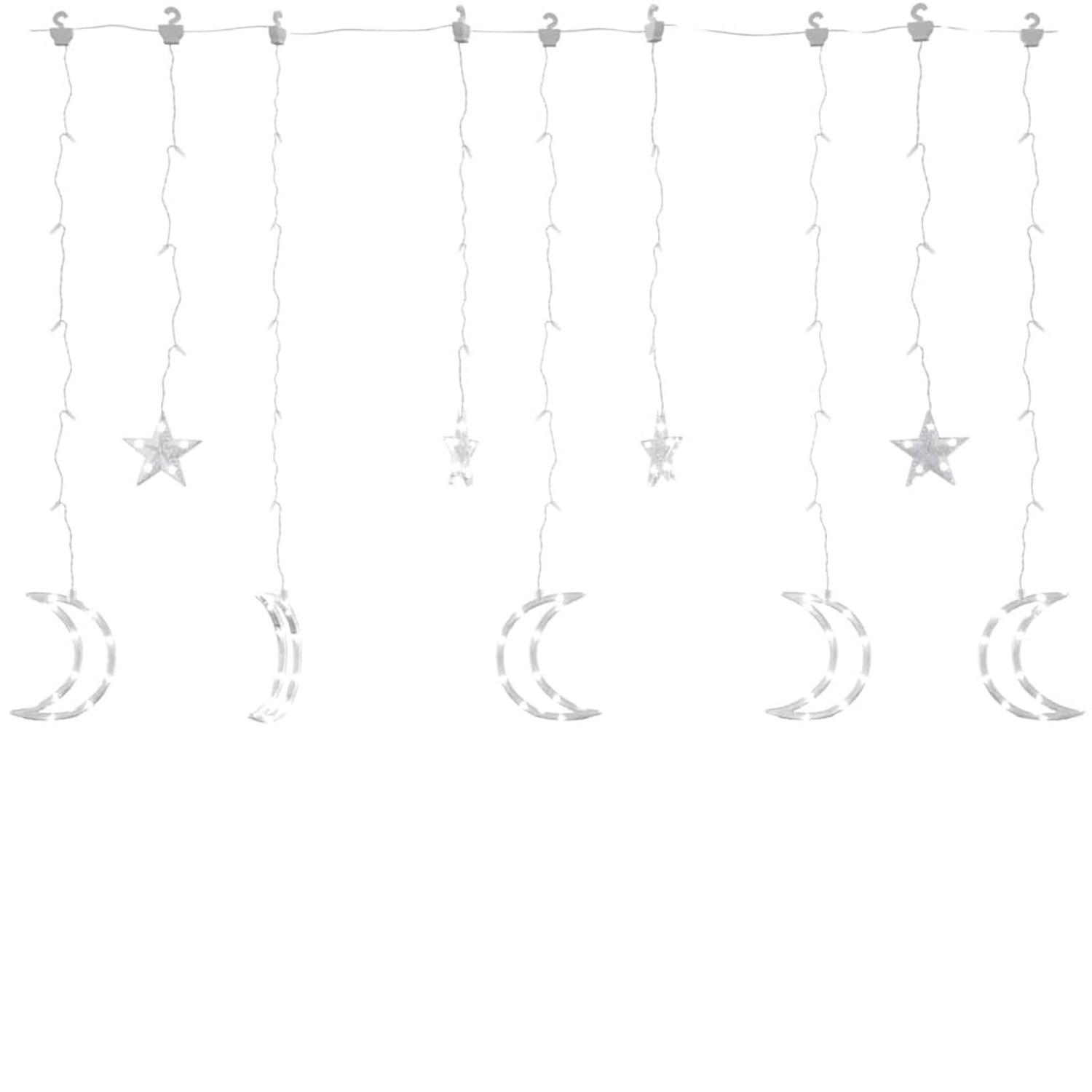 vidaXL Lichterketten Stern und Mond Fernbedienung 138 LEDs Kaltweiß 328795