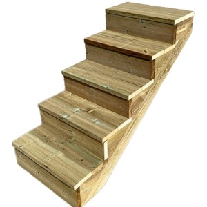 Vinuovo Außentreppe aus Holz, 5 Stufen, 80cm breit, mit Setzstufen.