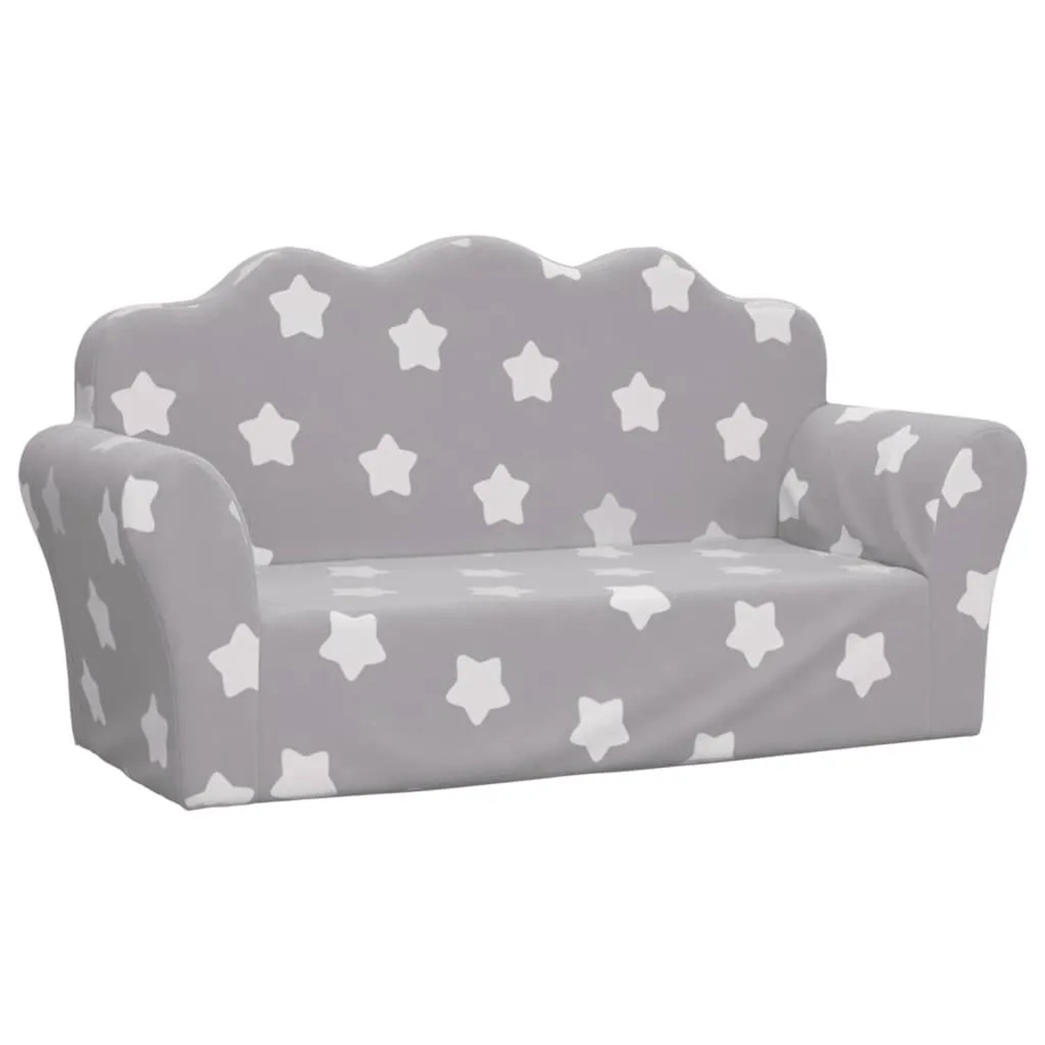 vidaXL Kindersofa 2-Sitzer Hellgrau mit Sternen Weich Plüsch 357046