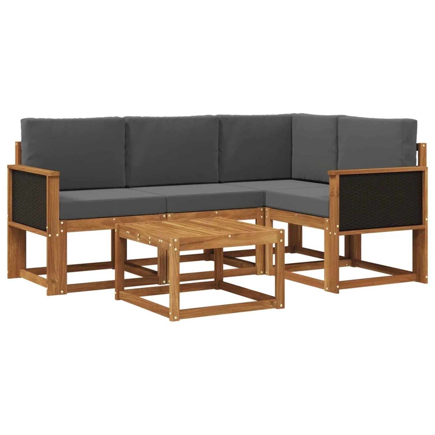 vidaXL Outdoor-Sofagarnitur 5 Stk Natur und Anthrazit Polyester 3385183