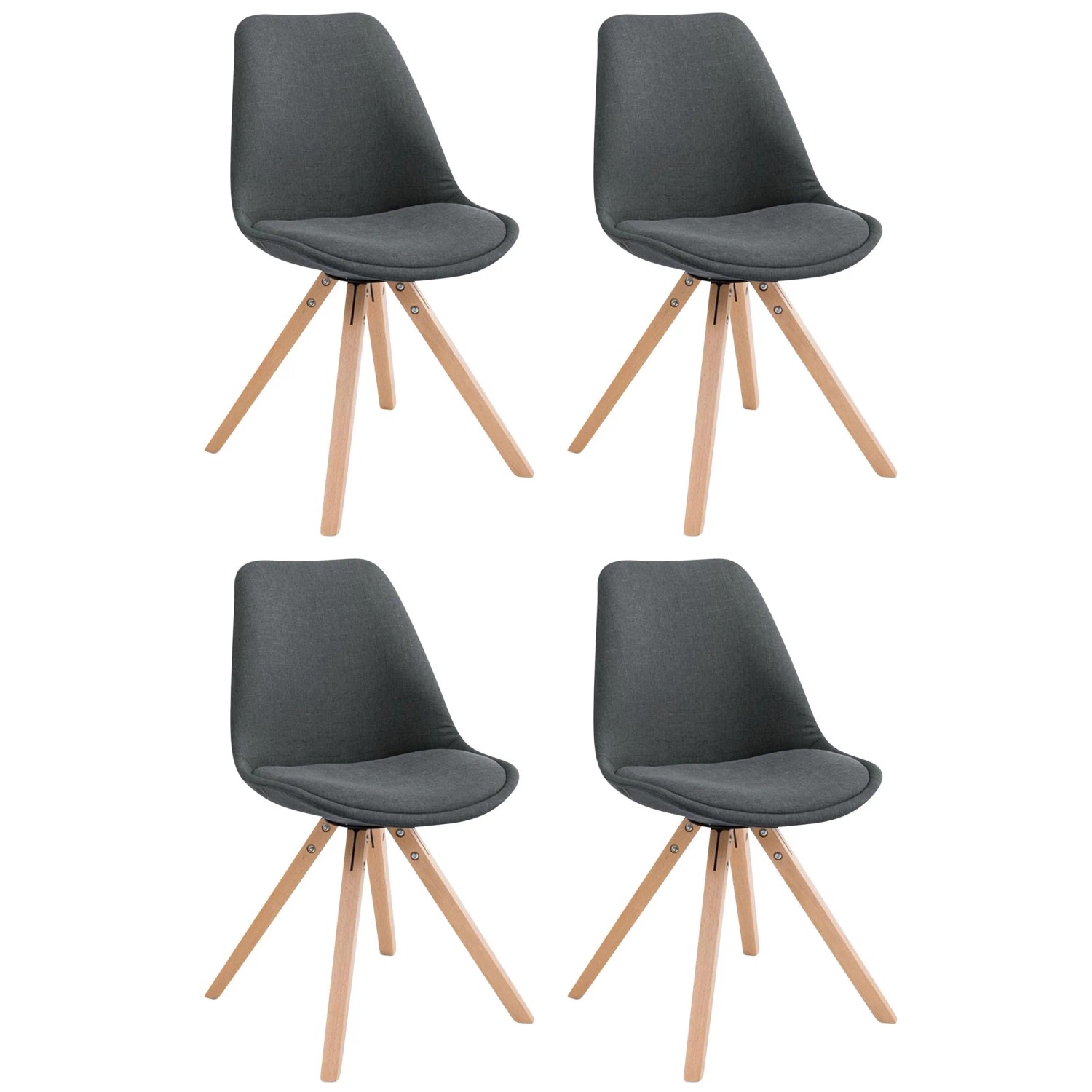 DELUKE 4er Set Besucherstuhl SYDNEY Stoff Dunkelgrau 48x56x84cm Konferenzstuhl Wartezimmerstuhl Bürostuhl