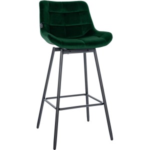Dunkelgrüner Samt Barhocker Weston mit gesteppter Sitzfläche und schwarzem Metallgestell, schwenkbar.
