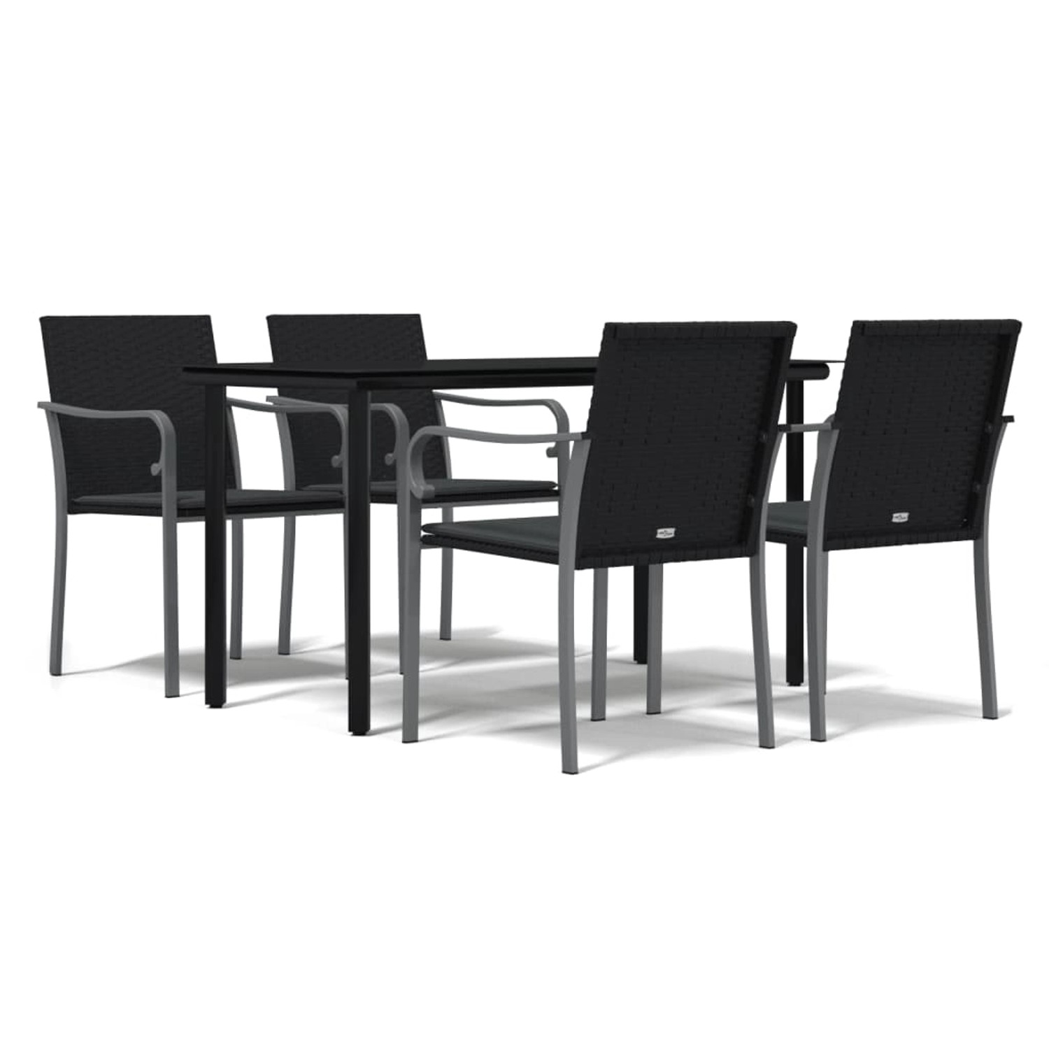 vidaXL 5-Tlg Garten-Essgruppe mit Kissen Poly Rattan und Stahl 3186959 günstig online kaufen
