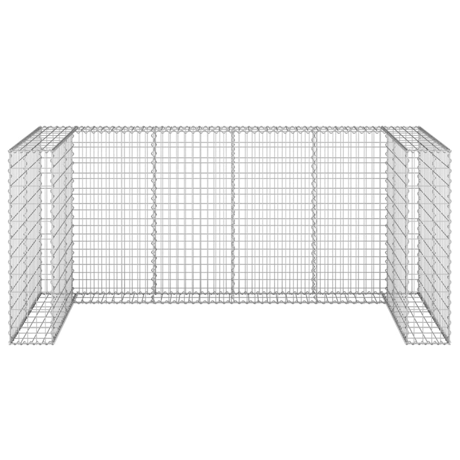 VidaXL Gabionenwand für Mülltonnen aus verzinktem Stahl, 254x100x110 cm.