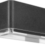 Schwarze LED Solar-Wandleuchte im 2er-Set, 9,5x3,5x6 cm, für die Wandmontage im Außenbereich.