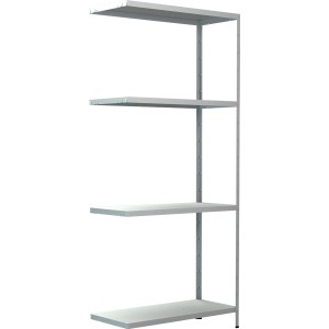 Weißes Schulte Steckregal, 180x80x35 cm, mit vier Regalböden. Ideal für Keller, Garage oder Werkstatt.