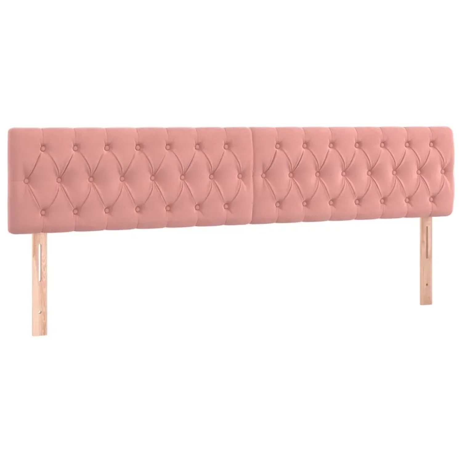 Rosa Boxspringbett mit Samt-Kopfteil, 180x200 cm. Bett mit gestepptem Kopfteil.