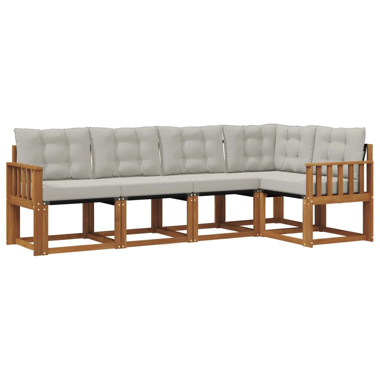 vidaXL Outdoor-Sofagarnitur mit Kissen 5-Tlg Natur und Hellgrau 3368662