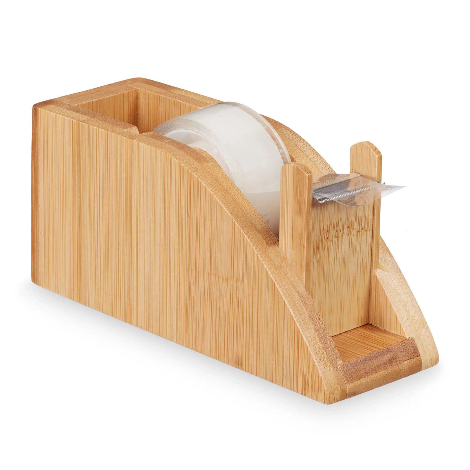 Relaxdays Tischabroller Bambus Metall Natur 5,5 cm x 12 cm x 4,5 cm 0,1 kg