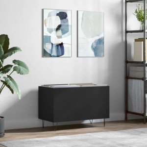 Schwarzer vidaXL Plattenschrank (74,5x38x48 cm) aus Holzwerkstoff im Wohnzimmer.