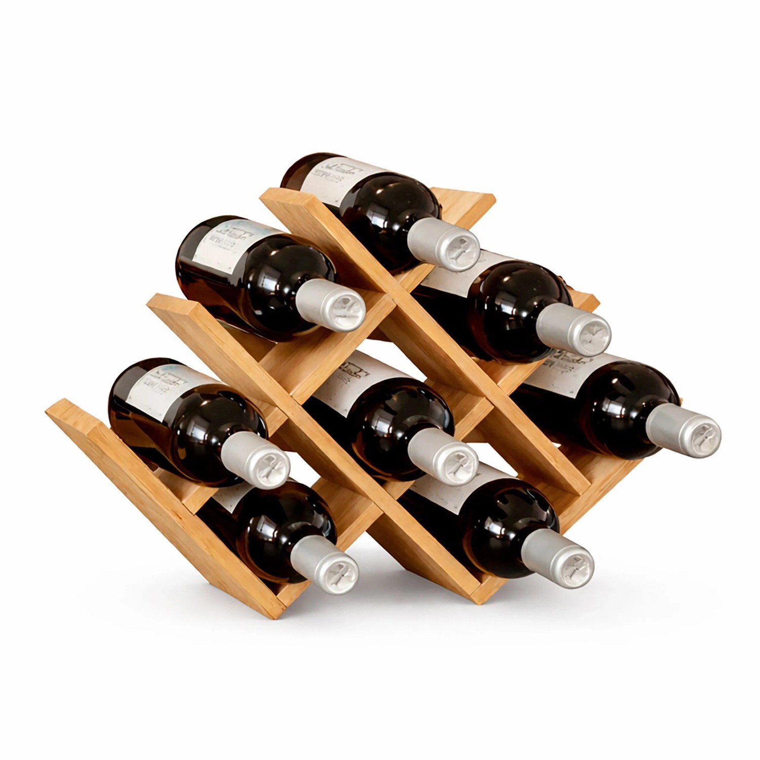 Relaxdays Weinregal Bambus Natur Für 8 Flaschen 30 cm x 44,5 cm x 23,5 cm