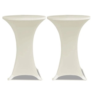 4er-Set Stehtischhussen in Creme, Stretch-Material für Ø 60 cm Tische.