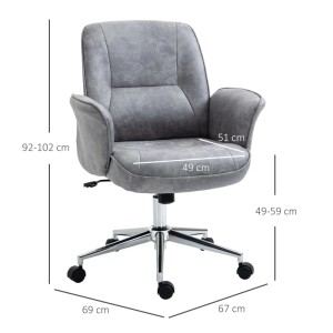 Vinsetto Office Chair Mikrofaser Stahl 65L x 70B x 106Hcm Hellgrau
