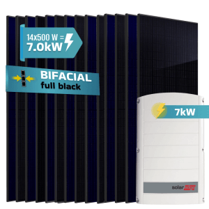 SUNNIVA 7 kW Solaranlage mit 14 Fullblack Bifacial Modulen und SolarEdge Wechselrichter.