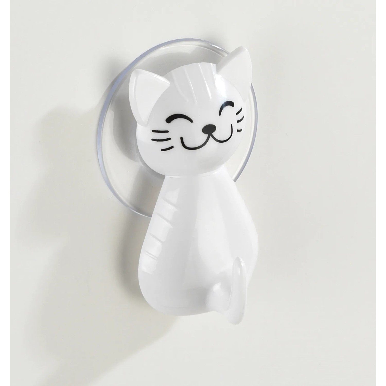 Wenko Saughaken Katze Weiß, Handtuchhalter mit Saugnapf, einfache Montage.