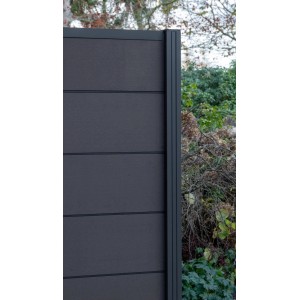 GartenLand WPC Zaun XL Ameland Exclusive ca. 180 x 180 cm Sichtschutz Steckzaun Anthrazit mit Zwischenleisten und Abschlussleiste Anthrazit