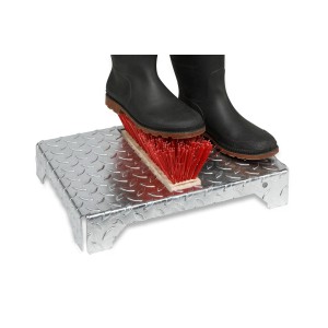 PROREGAL Robuster Schuhreiniger Mit Bürste HxBxT 45,5 x 35,5 x 17 cm Stahl Tränenblech Silber