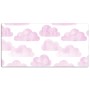 Schreibtischunterlage mit rosa Wolkenmuster auf weißem Grund. PVC-Matte für Büro und Arbeitsplatz.