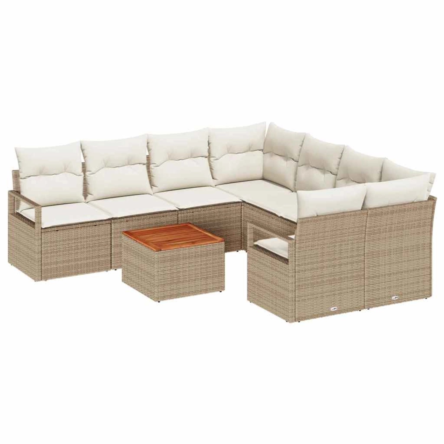 vidaXL Garten-Sofa-Set mit Kissen 9-Tlg Beige Poly Rattan 3347687 günstig online kaufen