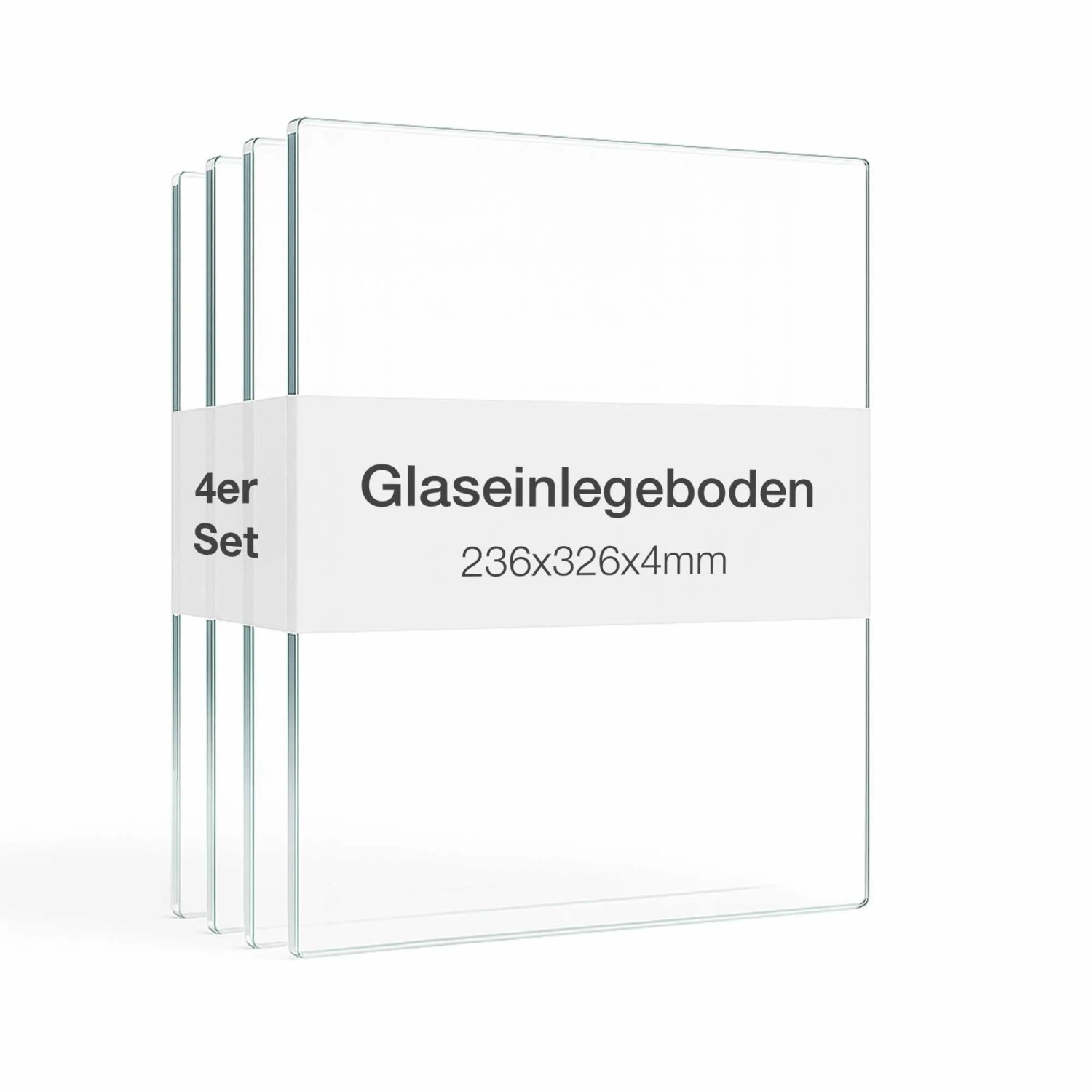 K-Möbel Glasboden-Erweiterungsset für 1-Türige Standvitrine 4er Set ESG-Glas 32,6 x 23,6 cm inkl. Bodenträger