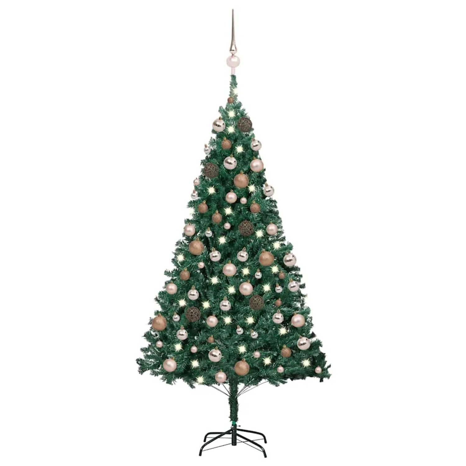 vidaXL Künstlicher Weihnachtsbaum mit Beleuchtung & Kugeln Grün 120 cm 3077620