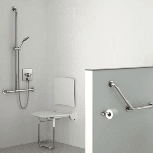 Delabie SECURITHERM Unterputz-Thermostatarmatur Set 2/2 mit Anschlussbogen.