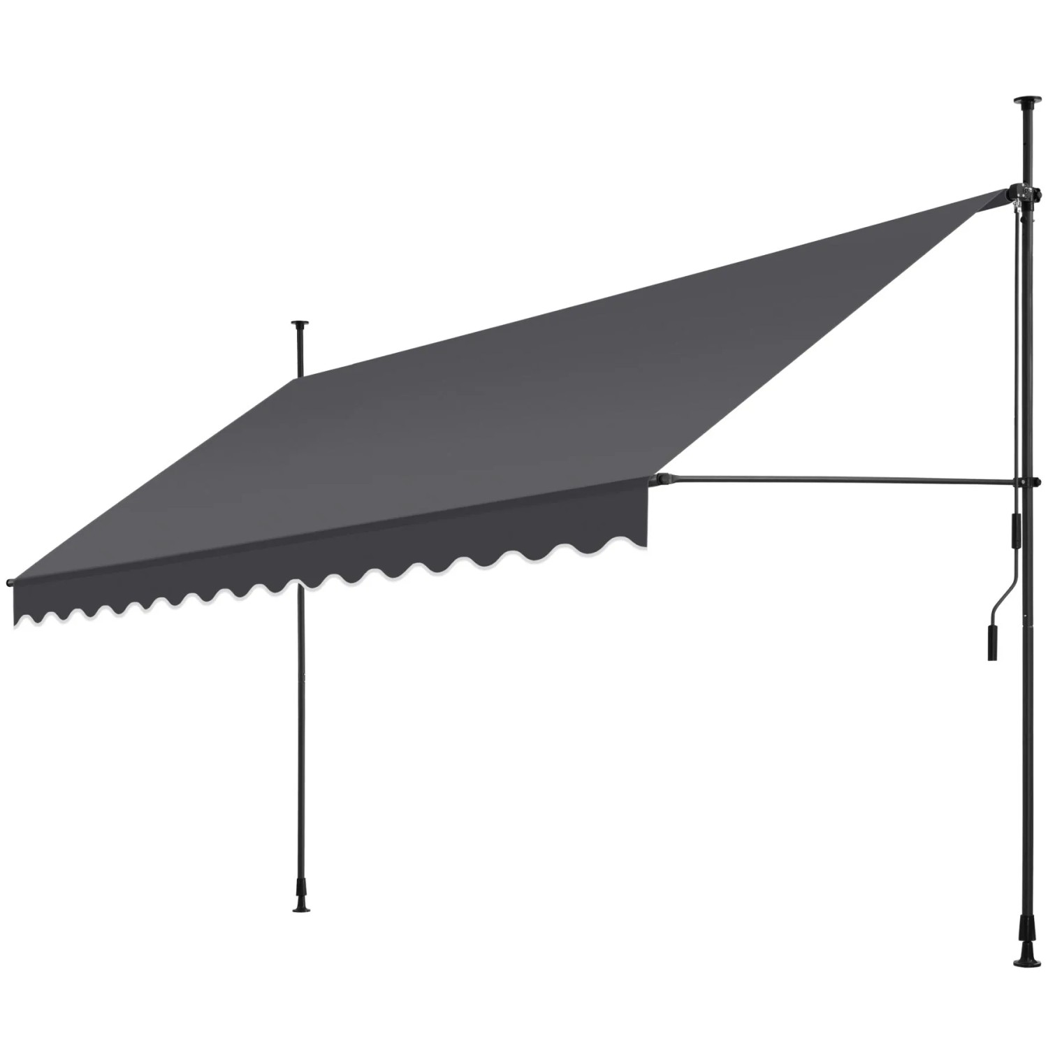 Tectake Klemmmarkise  Mit Handkurbel Uv Beständig 400 x 180 cm 180 x 400 x 304 cm Schwarz Grau