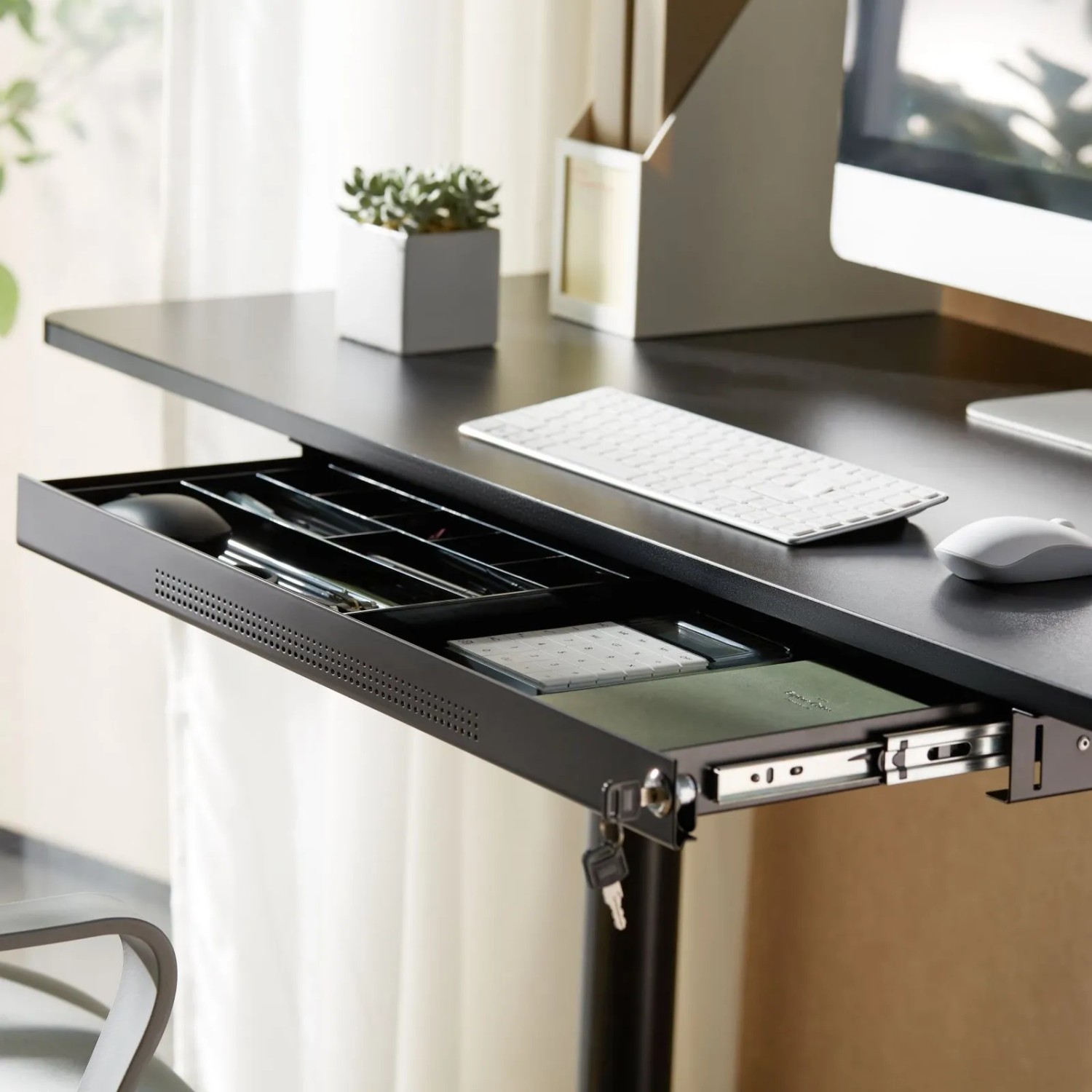 SOTECH CAVO Dokumentenschublade Abschließbar Aus Stahl 740 x 250 mm inkl. Schubladeneinsatz Schwarz Unterbauschublade_4