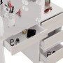 Vicco Schminktisch Sherry, weiß mit LED-Beleuchtung, Schubladen geöffnet.