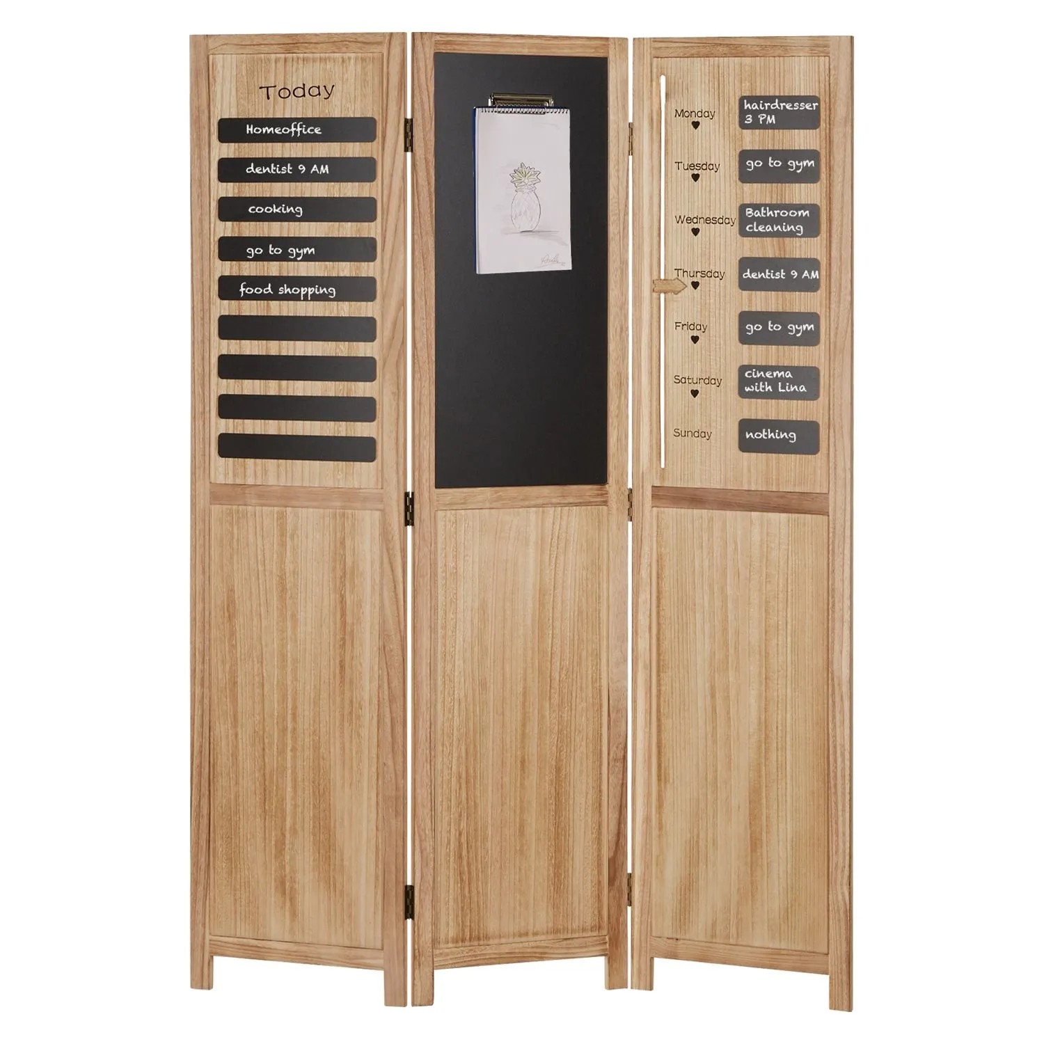 Homestyle4u 3-tlg. Paravent in Braun 120x170 cm 2417
