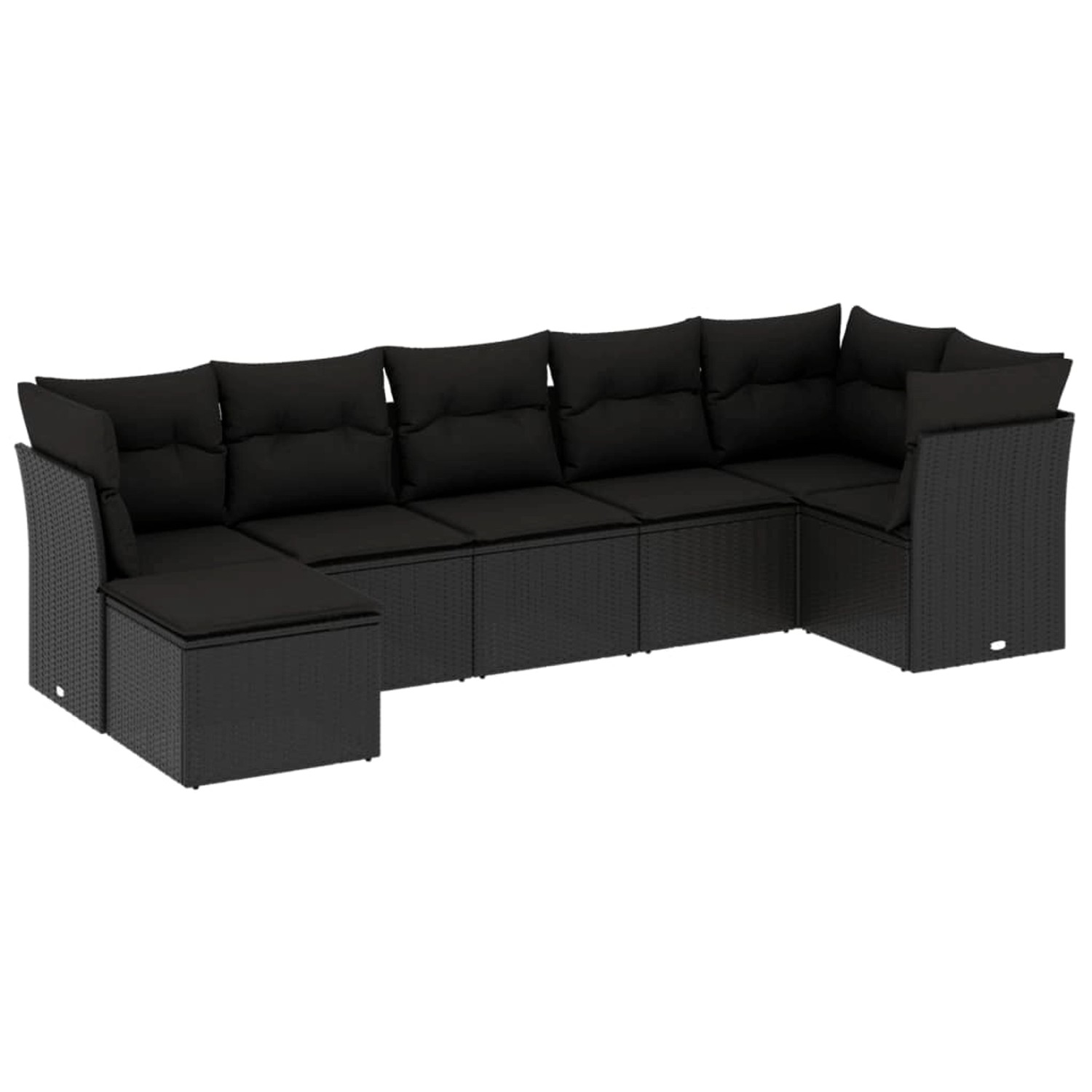 vidaXL 7-Tlg Garten-Sofagarnitur mit Kissen Schwarz Poly Rattan 3217965 günstig online kaufen