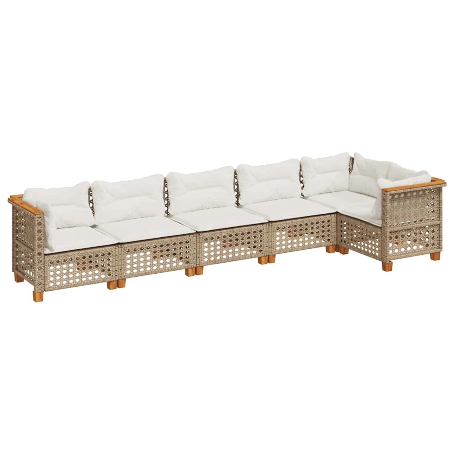 vidaXL 6-Tlg Garten-Sofagarnitur mit Kissen Beige Poly Rattan 3261850 günstig online kaufen