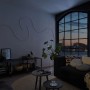 Wohnzimmer mit indirekter Beleuchtung durch Paulmann MaxLED Flow RGB LED-Streifen an der Wand.