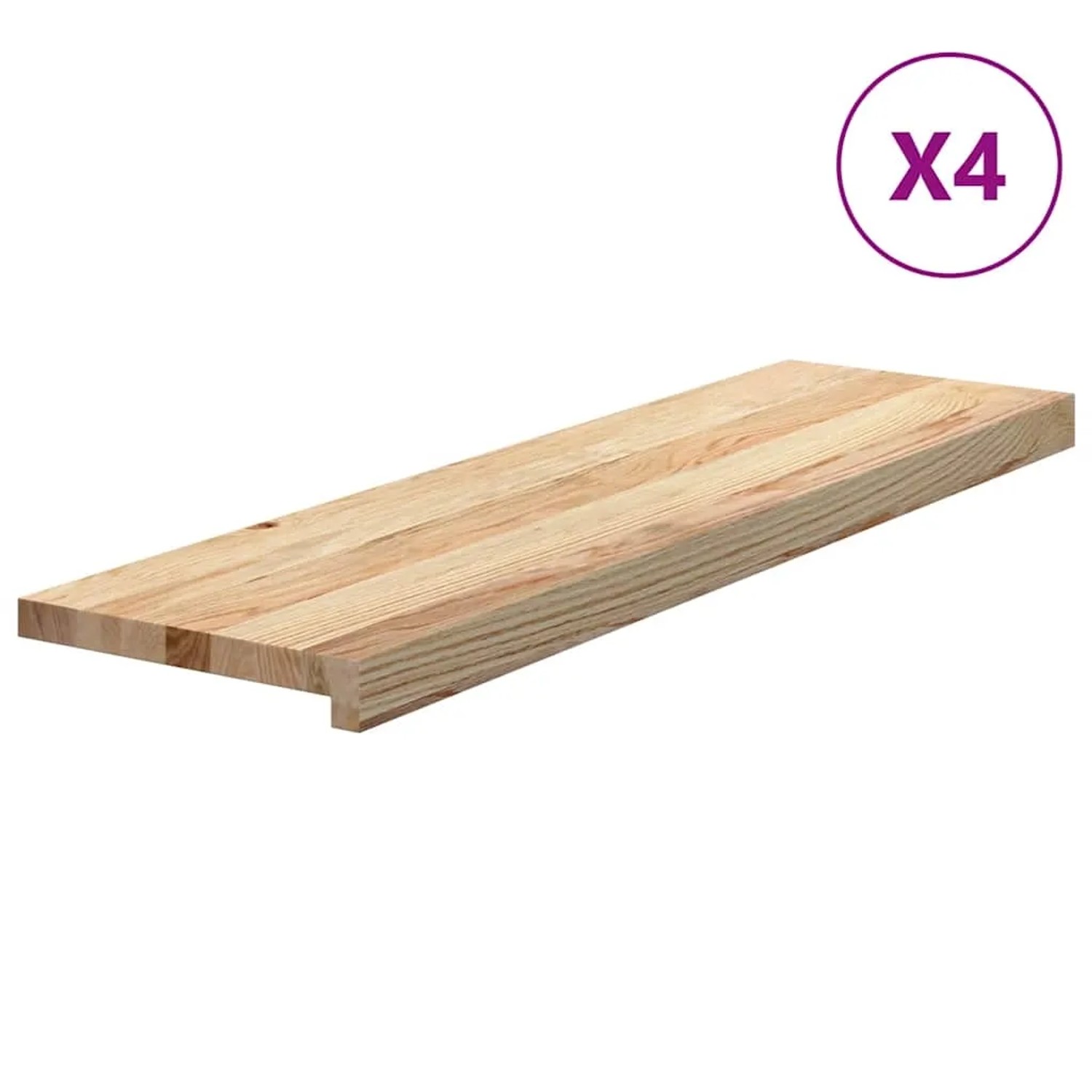 vidaXL Treppenstufen 4 Stk Unbehandelt 90x30x2 cm Massivholz Eiche 3282901_3