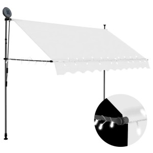 vidaXL Einziehbare Markise Handbetrieben mit LED 300 cm Creme 145873