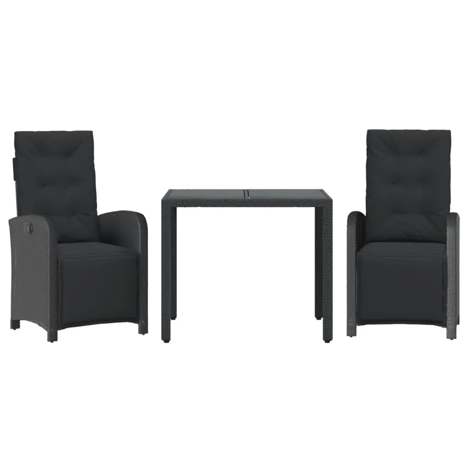 vidaXL 3-tlg Bistro-Set mit Kissen Schwarz Poly Rattan Modell 6
