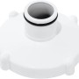 Weißer Adapter für Flowclear Aquasweeper Poolsauger, Detailaufnahme.