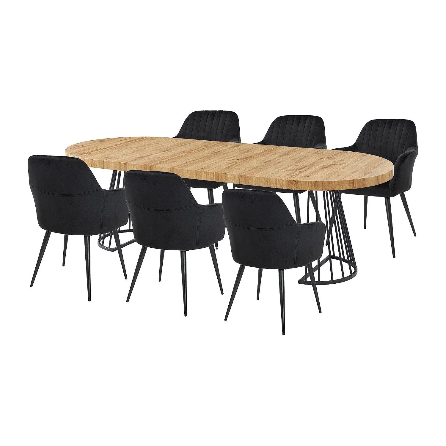 Vente-unique Essgruppe Firela Schwarz  Naturfarben Hell 260 cm  210 cm  160 cm  110 cm