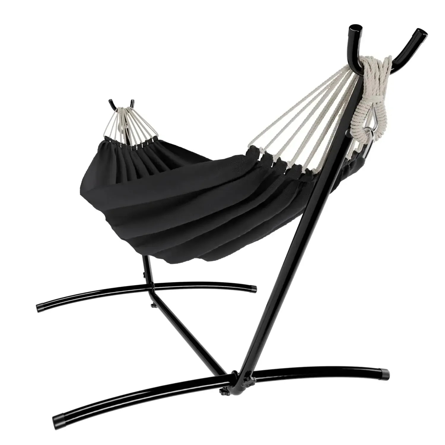 Garmio Hängematte Venedig in Anthrazit mit Gestell und Tragetasche, wetterfest und bis 200kg belastbar.