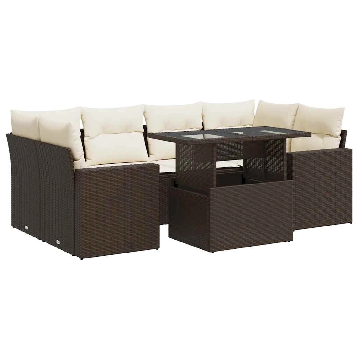 vidaXL 7-Tlg Garten-Sofagarnitur mit Kissen Braun Poly Rattan 3326274 günstig online kaufen