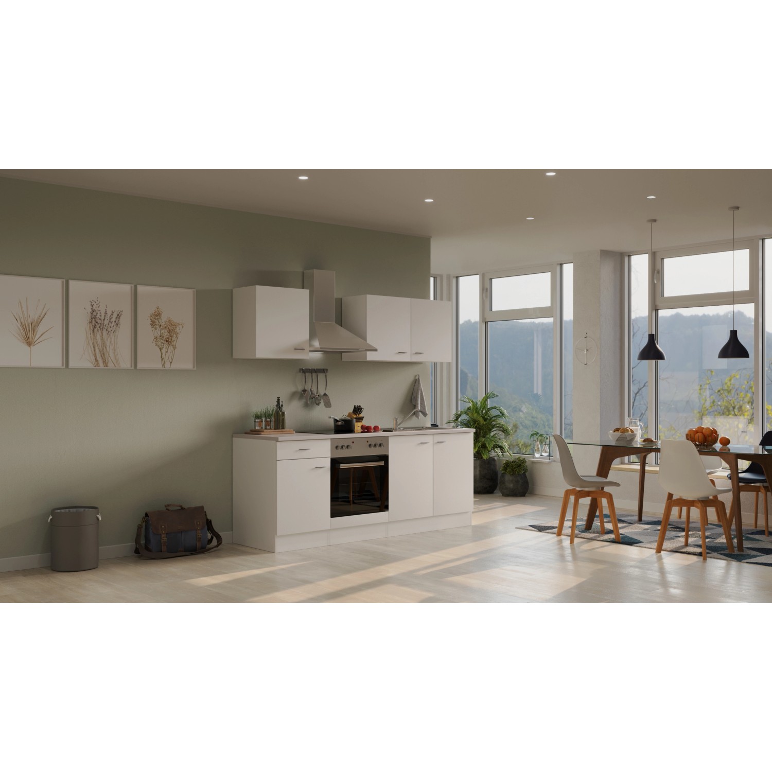 Flex-Well Classic Küchenzeile/Küchenblock Wito 210 cm Weiß
