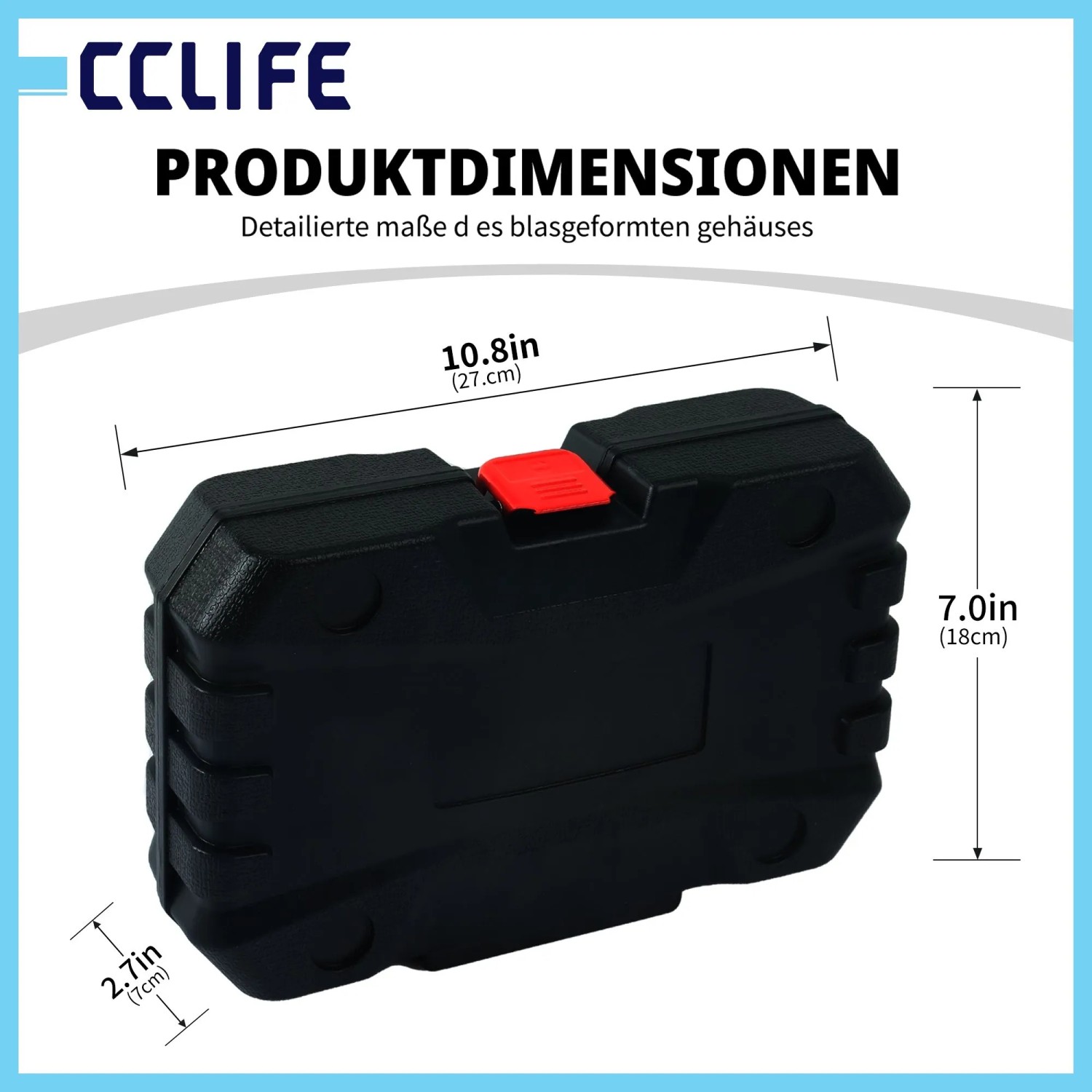 Schwarzer CCLIFE Werkzeugkoffer für Lambdasonden Set, Maße 27x18x7 cm. Ideal für KFZ-Reparatur.