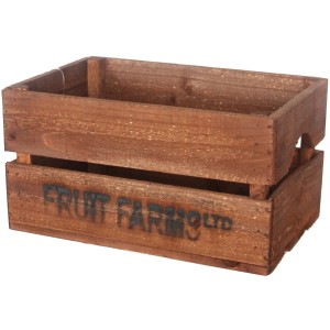 Braune Holzkiste (9l) mit seitlichen Griffen, ideal zur Aufbewahrung und Dekoration.