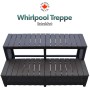 Braune Canadian Spa Rattantreppe für Whirlpool, 2-stufig, rutschfest, 106x56x43cm.