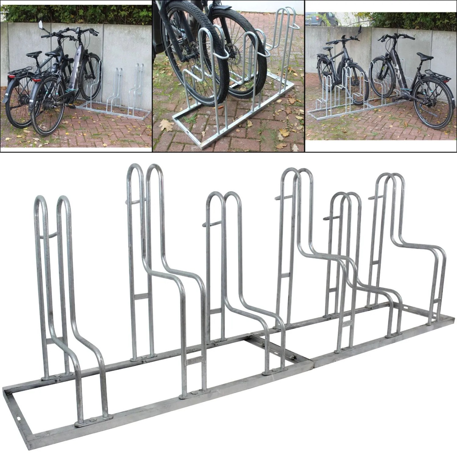 TRUTZHOLM Fahrradständer für 6 Fahrräder Höhenversetzt 210 x 75,5 cm Stahl günstig online kaufen