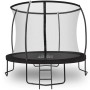 Schwarzes Zero Gravity Gartentrampolin 305 cm mit Sicherheitsnetz, Leiter und Bodenanker.