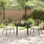 Braune 3-tlg. vidaXL Garten Essgruppe aus Poly Rattan mit Tisch und zwei Stühlen.