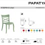 Resedagrüner Papatya XSera-S Gartenstuhl aus Polypropylen mit X-förmiger Rückenlehne.