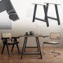 2 anthrazitfarbene ECD Germany Tischbeine im A-Design (70x72 cm) unter einem Esstisch.