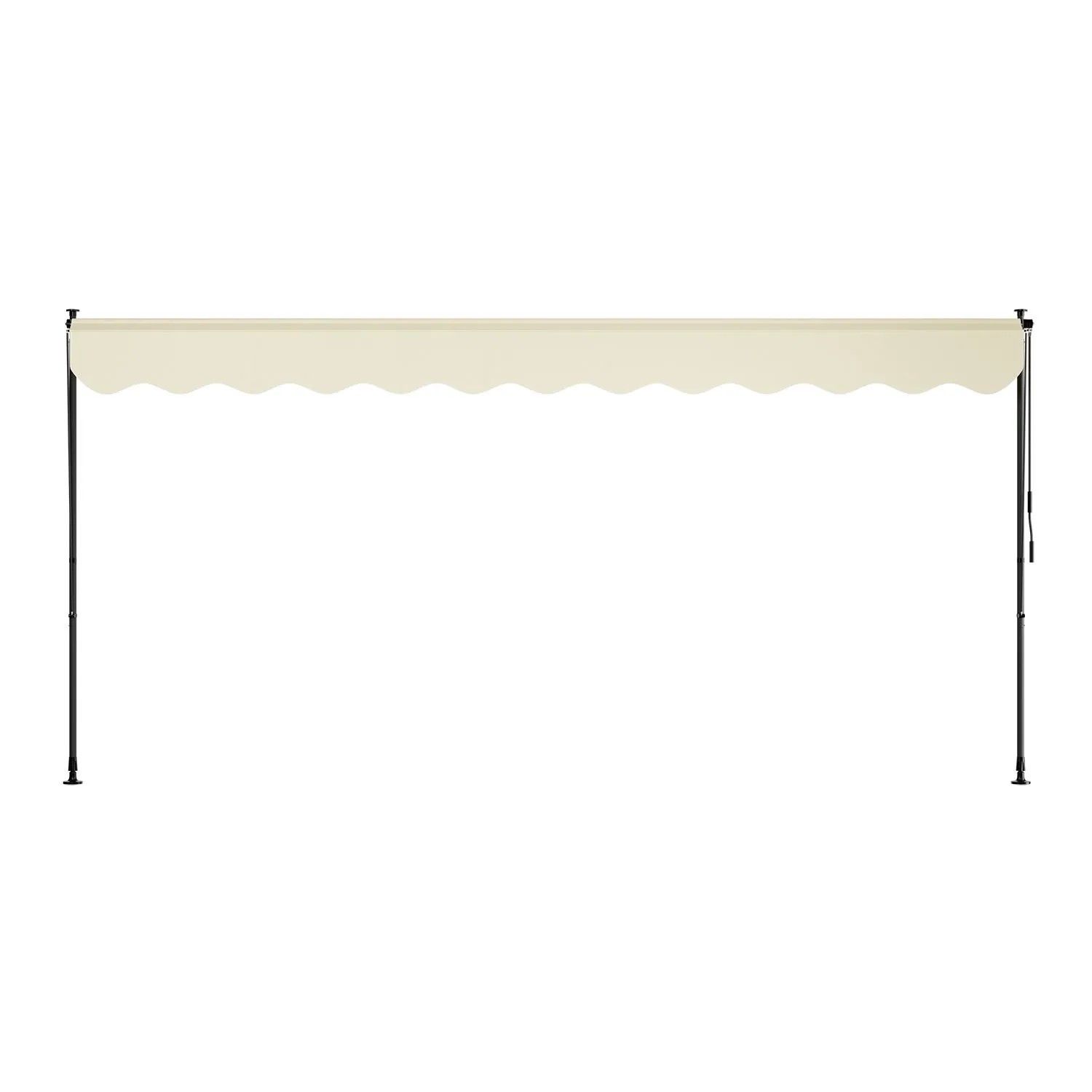 Beige Klemmmarkise Kapstadt 400x120 cm, ohne Bohren montierbar, ideal für Balkon und Terrasse.